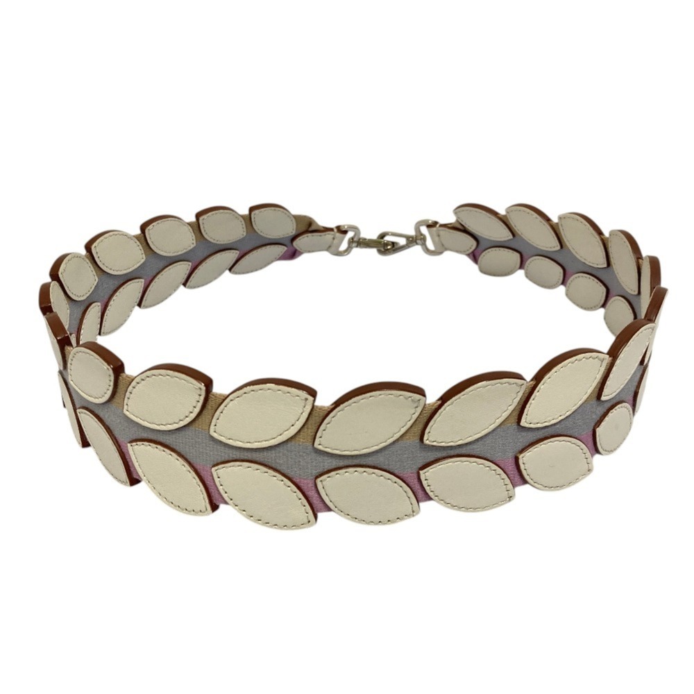 FENDI Leaf Motif Strap You Shoulder White Women's - Picture 3 of 7
